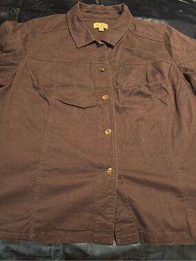 NWOT Denim & Co. Blue Utility Jacket with Lace-Up Sleeve Detail – Size 2X Blue
